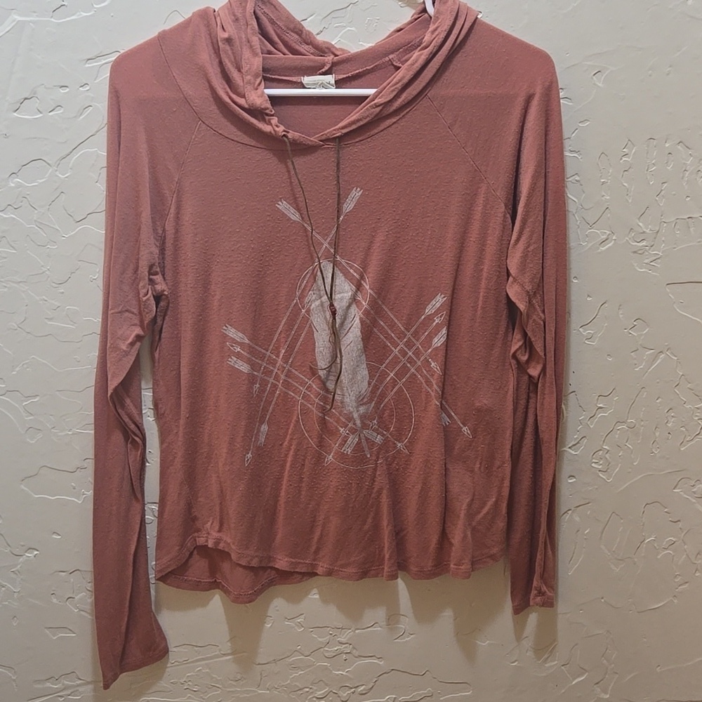 3/$10 Rust Long Sleeve Hoodie with Arrow Design